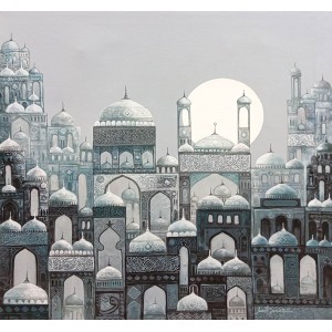 Javed Qamar, 24 x 24 inch, Acrylic On Canvas, Cityscape Painting, AC-JQ-273